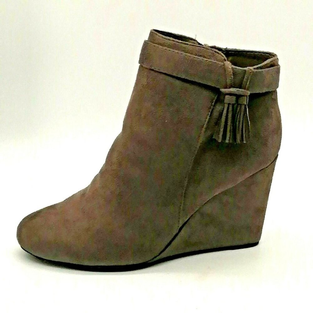 JC Womens Gia Wedge High Heel Side Zipper Ankle Boot Cushioned‎ Gray Sz 10 NEW